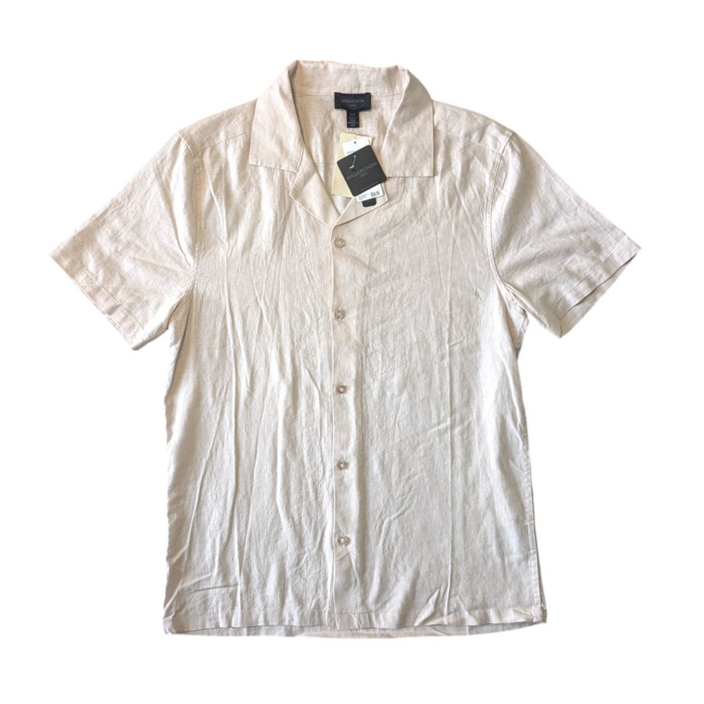 Magaschoni Man Blush Linen Blend Button Up Luxury Casual Shirt New Size S Beach